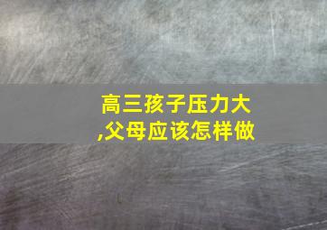 高三孩子压力大,父母应该怎样做