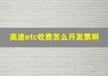 高速etc收费怎么开发票啊