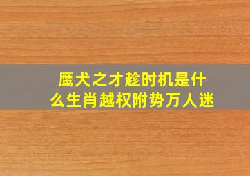 鹰犬之才趁时机是什么生肖越权附势万人迷