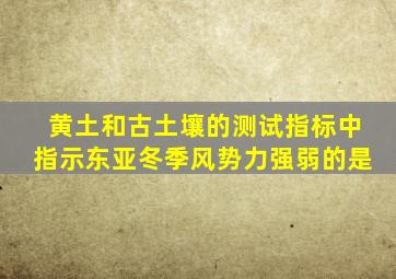 黄土和古土壤的测试指标中指示东亚冬季风势力强弱的是