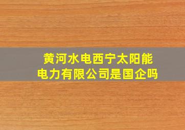 黄河水电西宁太阳能电力有限公司是国企吗