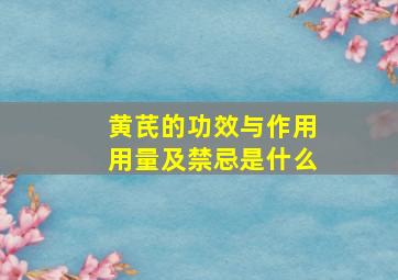 黄芪的功效与作用用量及禁忌是什么