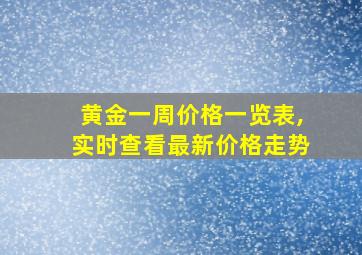 黄金一周价格一览表,实时查看最新价格走势