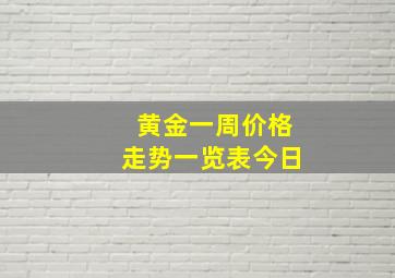 黄金一周价格走势一览表今日