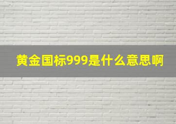 黄金国标999是什么意思啊