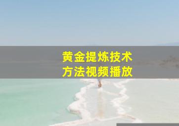 黄金提炼技术方法视频播放