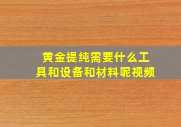 黄金提纯需要什么工具和设备和材料呢视频