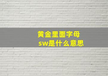 黄金里面字母sw是什么意思