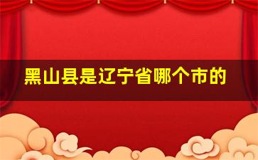 黑山县是辽宁省哪个市的