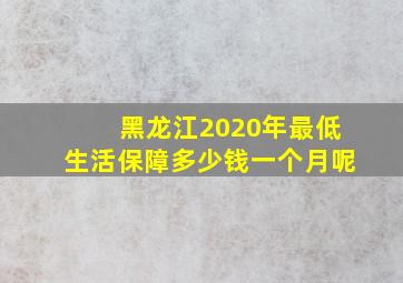 黑龙江2020年最低生活保障多少钱一个月呢