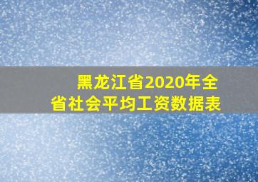 黑龙江省2020年全省社会平均工资数据表