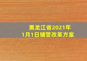 黑龙江省2021年1月1日辅警改革方案