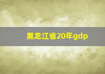 黑龙江省20年gdp