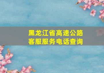 黑龙江省高速公路客服服务电话查询