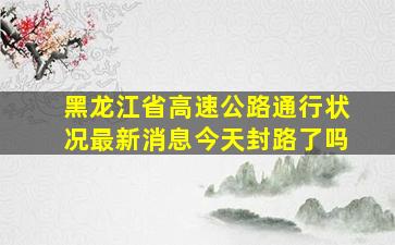 黑龙江省高速公路通行状况最新消息今天封路了吗