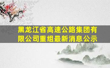 黑龙江省高速公路集团有限公司重组最新消息公示