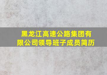 黑龙江高速公路集团有限公司领导班子成员简历