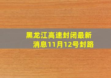 黑龙江高速封闭最新消息11月12号封路