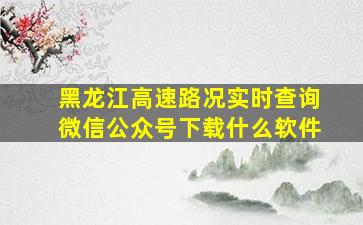 黑龙江高速路况实时查询微信公众号下载什么软件