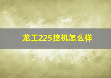 龙工225挖机怎么样