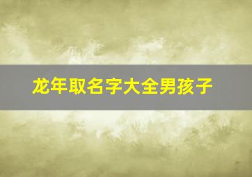 龙年取名字大全男孩子