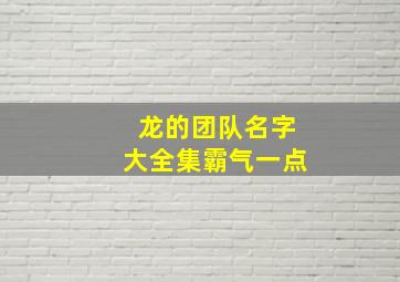 龙的团队名字大全集霸气一点